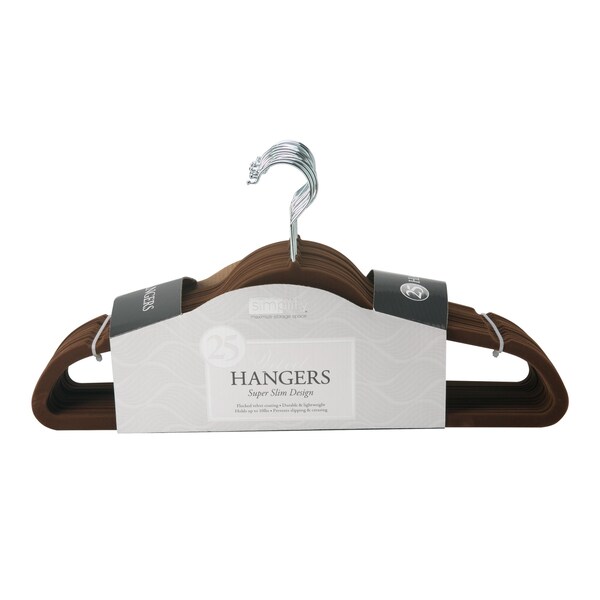 Simplify Slim Velvet Suit Hangers in Chocolate, 25PK 23240-CHOCO - main